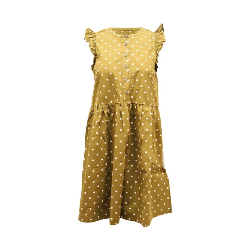 Madewell Sleeveless Dress Polka-Dot Print in Tan Cotton